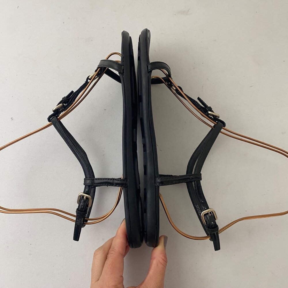 Prada Buckle Sandals Shoes Black Leather - Picture 6 of 9